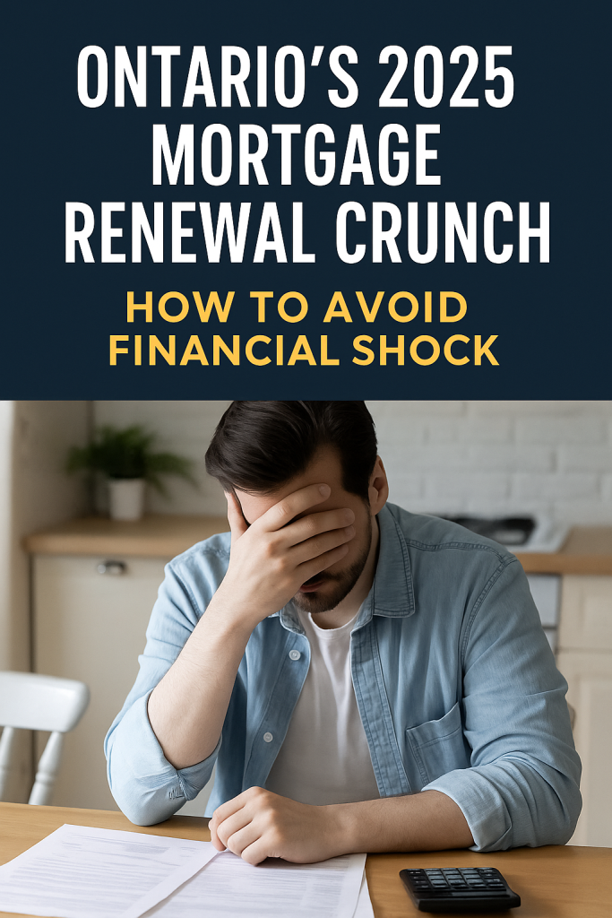 Ontario Mortgage Renewal 2025 - Stressed Homeowner Reviewing Financial Papers at Kitchen Table